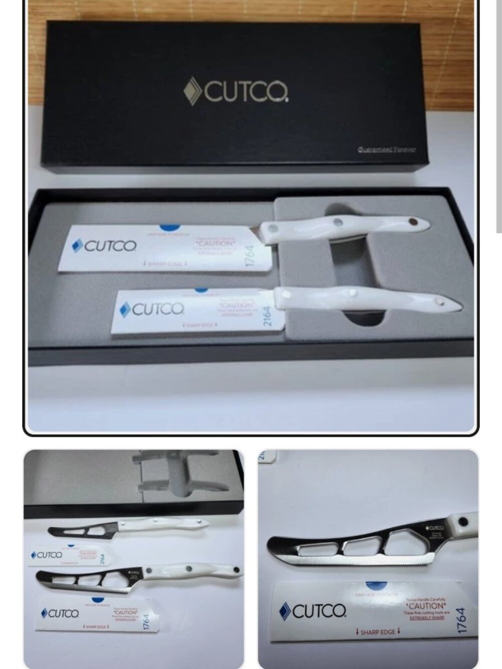 Brand new never used Cutco knives, white handles.